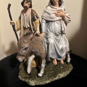 Nativity Scene with Donkey and Figures